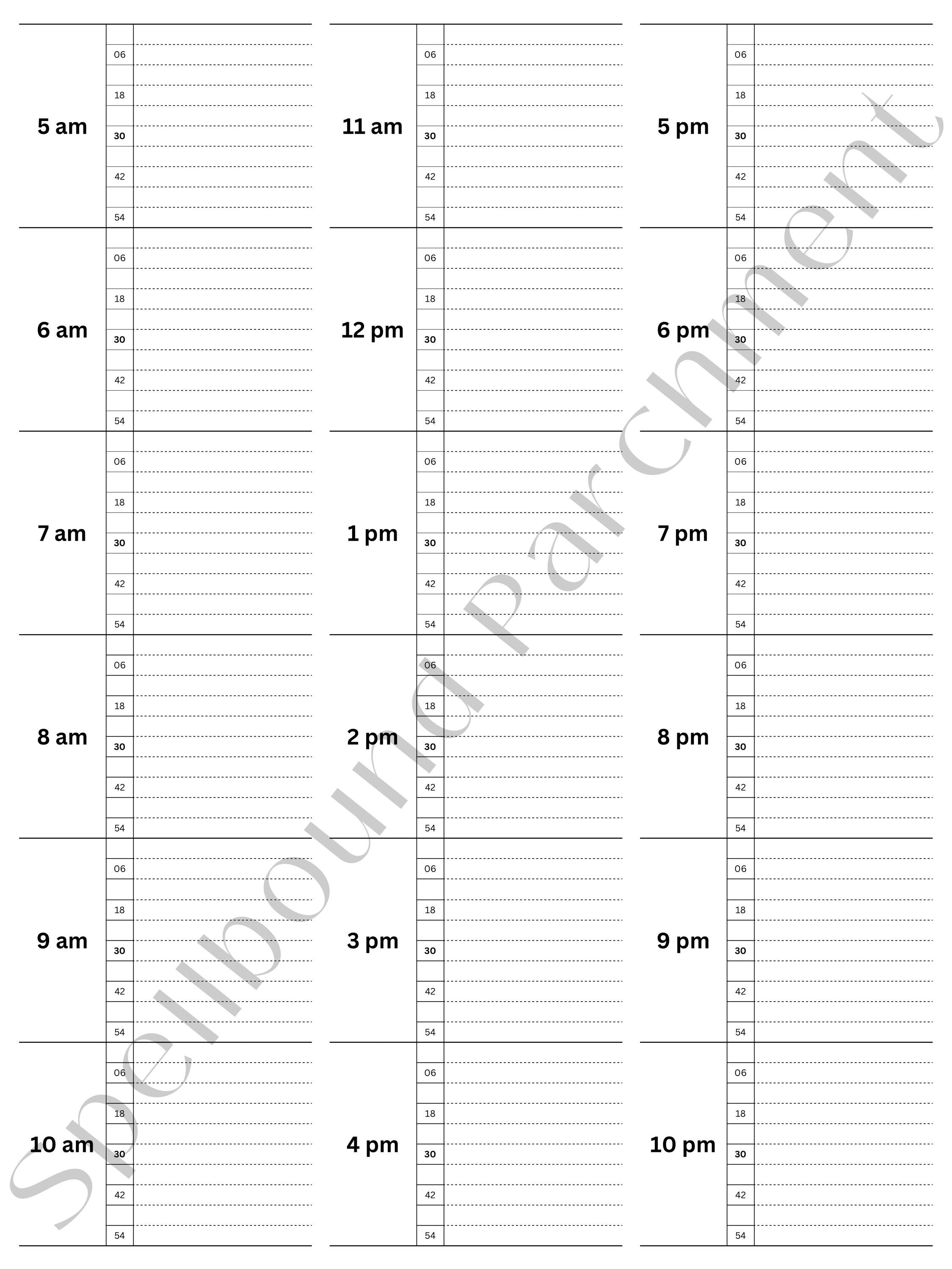 6 Minute Increment Time Tracker Digital Downloads Etsy