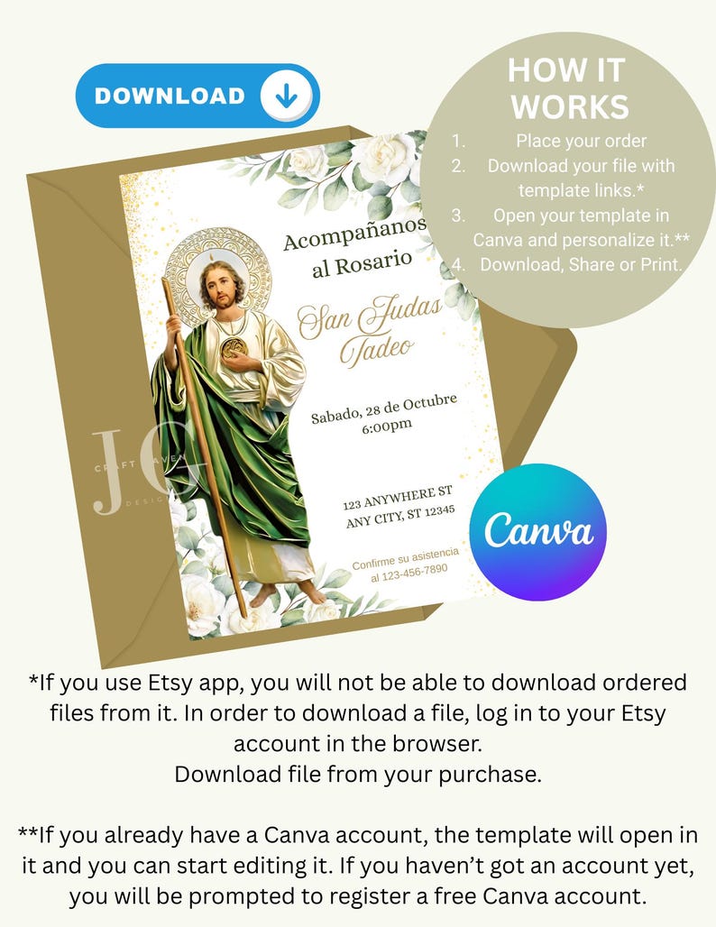 Editable San Judas Invitation, San Judas Invitacion Editable, San Judas