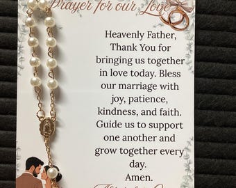 Preghiera per il nostro amore - Bomboniere con rosario (set da 12), souvenir di nozze, regalo di nozze, ricordi di nozze, 50° anniversario, preghiera di nozze