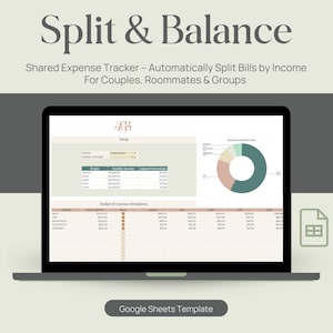 Shared Expense Tracker for Roommates, Couples or Groups – Split Bills & Balance Payments – Google Sheets Budget Spreadsheet (Digital)
