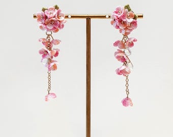 Micro Crochet Earrings Hydrangea Handmade Flower Jewelry Delicate Floral Dangle Earrings Botanical Gift for Her Cottagecore Jewelry