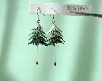Micro Crochet Earrings Christmas Tree