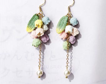 Whispering Petals Micro Crochet Colorful Lily of the Valley Earrings Handmade Floral Wedding Jewelry