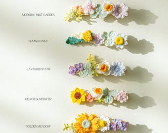 Whispering Petals Micro Crochet Flower Hair Clips Handmade Artisan Hair Accessories