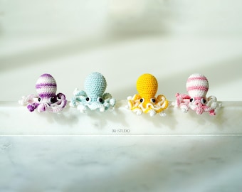 Whispering Tides Micro Crochet Octopus Earrings Handmade Amigurumi Ocean Jewelry Cute Sea Animal Dangle Earrings Unique Gift for Her