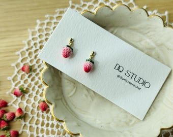 Micro Crochet Earrings Strawberry