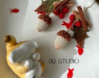 Micro Crochet Earrings Acorn