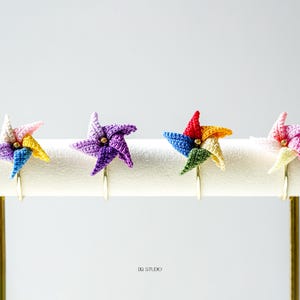 Micro Crochet Spinning Pinwheel Ring Handmade Colorful Statement Ring