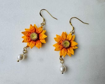 Micro Crochet Earrings Sunflower