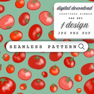 Red Tomato Repeating Pattern for Kitchen Decor Printable Tomato Background for Scrapbooking Design for Food Packaging Tomato Motif Pattern