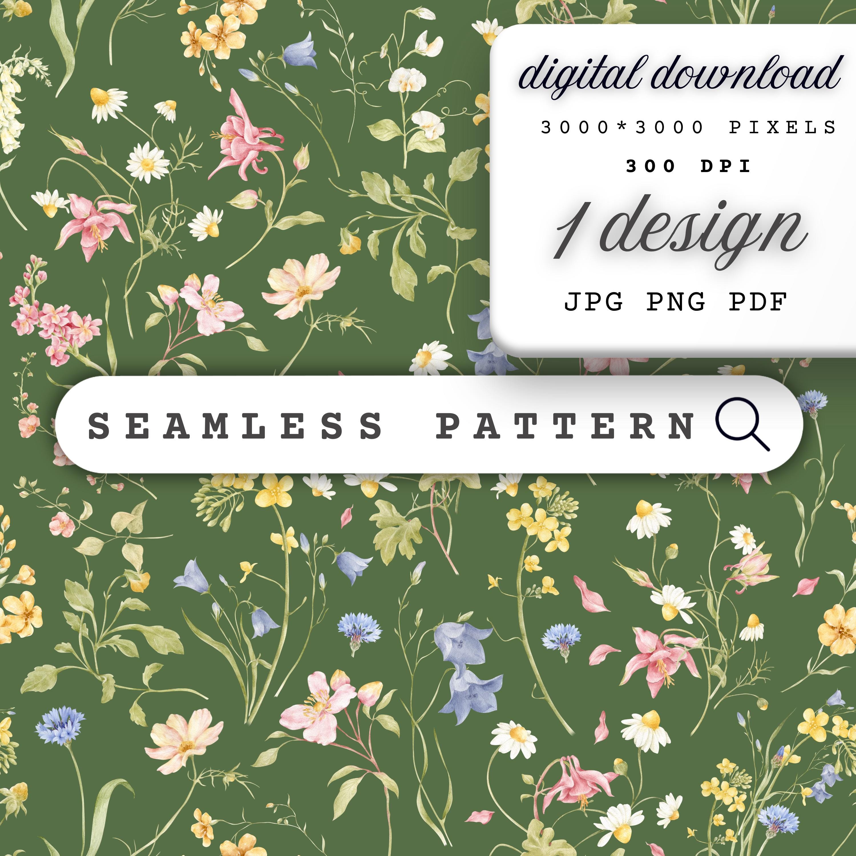 Pattern Page Green Dark Green Floral Seamless Pattern Digital Download Textile Design ...