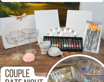 Paint Your Partner Kit Couple Date Night Verf- en slokdoos DIY-schilderijset Geschikt voor beginners Gebruiksvriendelijk Art Craft Datum idee Valentijnsdag