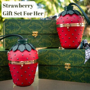 Luxury Strawberry Themed Gift Box for Women and Teens Personalized Name Box Perfect Strawberry Gift Set for Daughter Cute Gift Box for Her