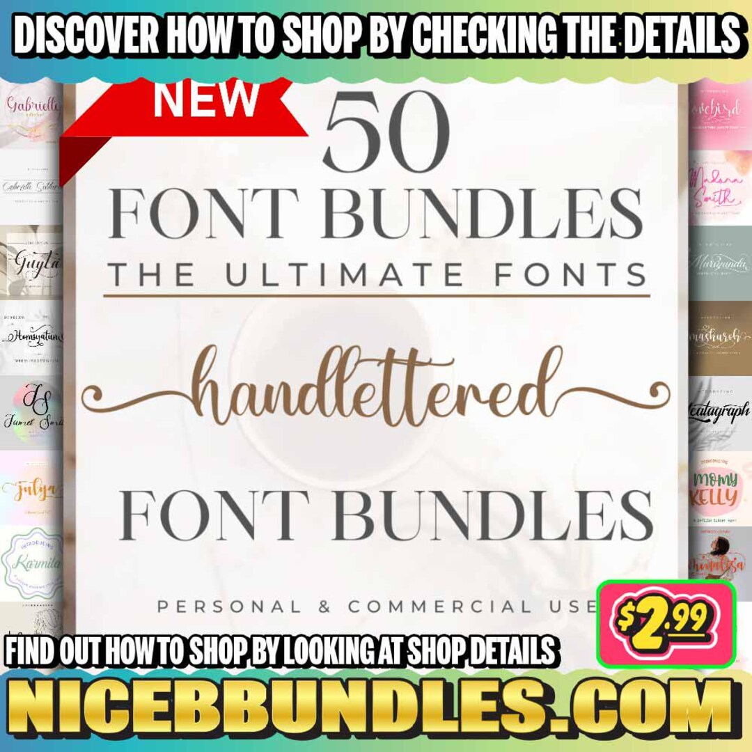 The Ultimate 50 Handwritten Fonts Font Bundle, Heart Font, Cricut ...