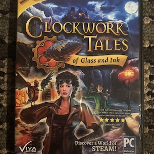 May include: Collector's Edition DVD-ROM of "Clockwork Tales of Glass and Ink." The cover art features a woman with goggles, a steampunk airship, and the text "Discover a World of STEAM!"
