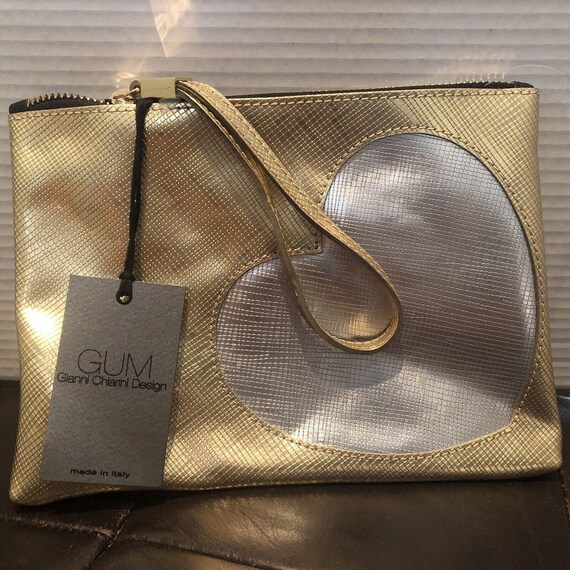 GUM Gianni Chiaring Design クラッチバッグ GUM Gianni Chiarini Design Grey & Black PVC Wristlet Italy