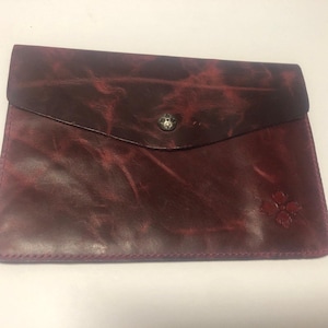Patricia Nash Envelope Purse Borgonha Vermelho Couro Carteira Clutch