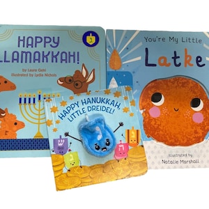 Lot de 3 livres juifs pour enfants cartonnés Livres pour enfants Hanukkah Latke