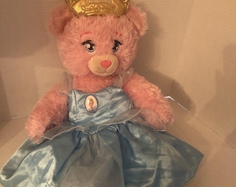 Build-A-Bear Pink Disney Princess Cinderella Plush Bear Pink With Blue Dress