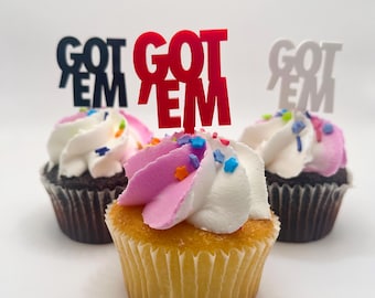 Got ’Em Cupcake Toppers (Set of 6), Sneaker Theme Decor for Sneaker Ball, Birthday, or Baby Shower, Acrylic Sneakerhead Party Cupcake Picks