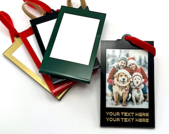 Personalized Instax Polaroid Christmas Ornament: Mini Double-Sided Picture Frame with Custom Text