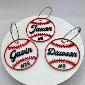 Custom Baseball Bag Tag, Personalized Baseball Bat Bag Tag, Baseball Team Gift, Baseball Backpack Name Tag, Baseball Player Gear Name Tag