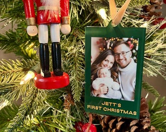Baby’s First Christmas Ornament, Personalized Baby Photo Ornament, Custom Instax Mini Polaroid Frame, Newborn Xmas Gift, Grandparent Gift