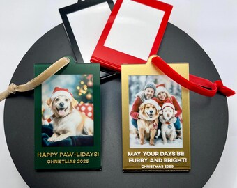 Personalized Pet Photo Christmas Ornament, Dog Cat Photo Frame, Custom Pet Memorial Gift,  Instax Mini Polaroid Ornament, Pet Parent Gift