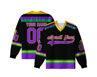 Personalized Name Mardi Gras Adult Jersey, Custom Fat Tuesday Fleur De Lis Mesh long sleeve Jersey, Mardi Gras Festival Outfit For Fans