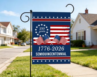 Bandera de jardín del 250.º aniversario de EE. UU., decoración patriótica para exteriores (1776-2026), pancarta para jardín del semiquincenario estadounidense, diseño de fuegos artificiales y banderas.