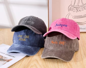 Custom Text Baseball Cap,Personalized Embroidered Hat,Custom Washed Dad Cap,Unisex Baseball Hat,Sorority Hat,Bachelor,Bachelorette Party Hat