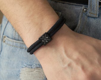 Stainless Steel Men's Bracelet, Personalized Rope Bracelet, Bracelet for Couples, Custom Gift for Him, Gift for Dad, Bracelet for Partner