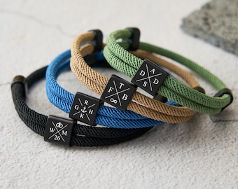 Cadeau personnalisé pour la fête des pères, bracelet personnalisé pour papa, bracelet réglable avec noeuds coulissants pour papa, bracelet de famille pour papa petit ami mari