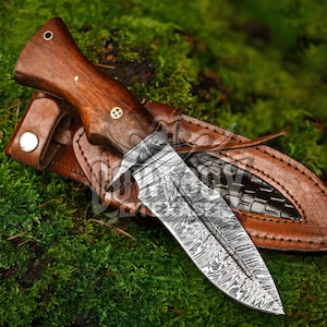 Hand Forged Damascus Steel Knife, Hunting Knife for Outdoor Activities, Camping Knife Gift, Fathers Day Gift, Groomsmen Anniversary Gift