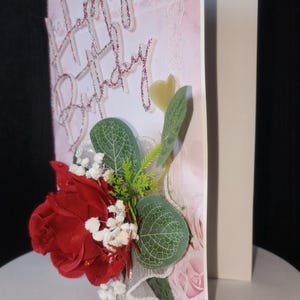 Luxus 3D Geburtstagskarte * Kunstblumen Happy birthday * Handgemacht