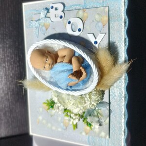 Baby shower di lusso 3D fatto a mano, biglietto di arrivo del bambino. Ragazzo