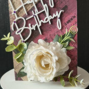 Luxus 3D Geburtstagskarte * Kunstblumen " Happy birthday * Handmade " Boxed