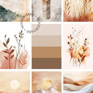 Juego de 10 piezas de arte de pared bohemio minimalista / Pósters abstractos imprimibles / Decoración del hogar con estética neutra / Descarga digital