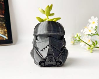 Concrete Stormtrooper Succulent Planter: Pen Holder, Bath Decor