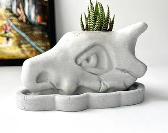 Cubone Concrete Planter, Concrete Succulent Pot, Planters With Drainage And Tray, Outdoor Planter, House Plant Decor, US Stock - Fast Ship