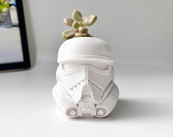 Concrete Stormtrooper Succulent Planter: Pen Holder, Bath Decor