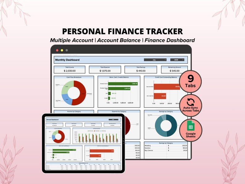 Personal Finance Tracker, Bank Account Tracker, Account Balance ...
