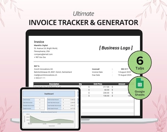 Invoice Tracker Google Sheets, Invoice Spreadsheet, Invoice Payment Tracker, Invoice Sheets, Invoice Management, Invoice Generator Business