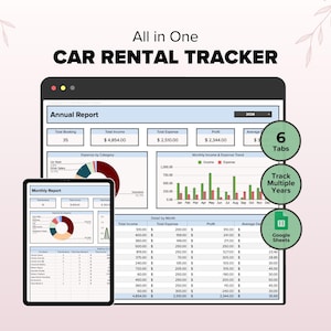 Car Rental Booking System Template, Car Rental Management, Car Rental Business Income & Expense Tracker Google Sheets