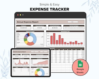 Expense Tracker Google Sheets Template, Spending Tracker, Personal Finance Spreadsheet