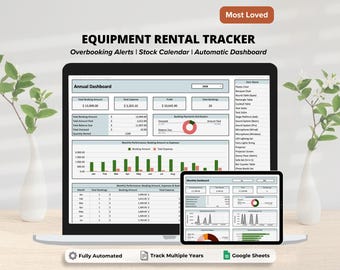 Equipment Rental Spreadsheet, Event Equipment Rental Services Google Sheets Tracker, Rental Booking Spreadsheet