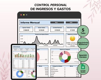 Plantilla de ingresos y gastos Google Sheets, Control de gastos y finanzas personales, plantilla de control financiero de ingresos y egresos