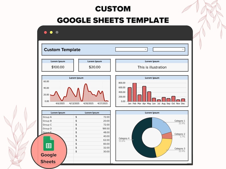 Custom Google Sheets Template, Personalized Business and Personal ...