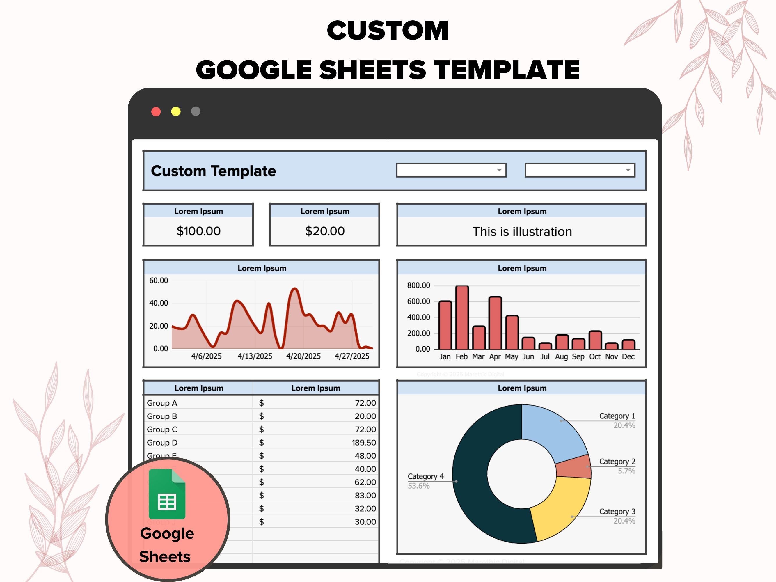 Custom Google Sheets Template, Personalized Business and Personal ...