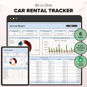 Car Rental Booking System Template, Car Rental Management, Car Rental Business Income & Expense Tracker Google Sheets